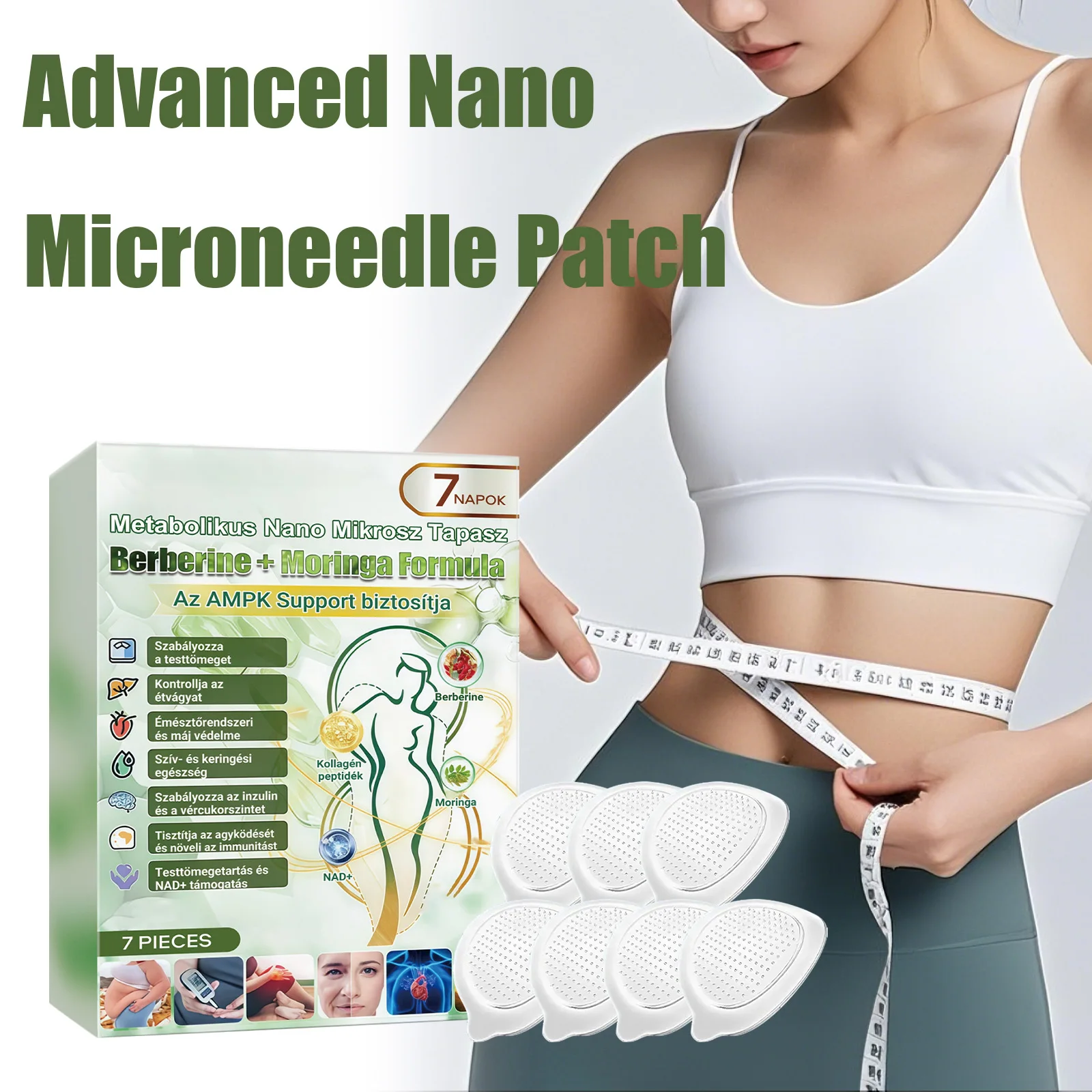 Adesivo Avançado de Microagulhas Nano para Cuidados Externos com a Pele Corporal, Respirável, Uso Diário, Firmador da Pele, Adesão ≤0.3mm