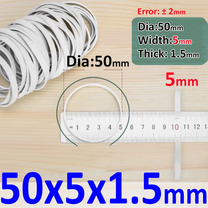 Breedte 5 mm Witte elastiekjes Hoge temperatuurbestendigheid Hoge elasticiteit Elastiek Diameter 15/50/60 mm