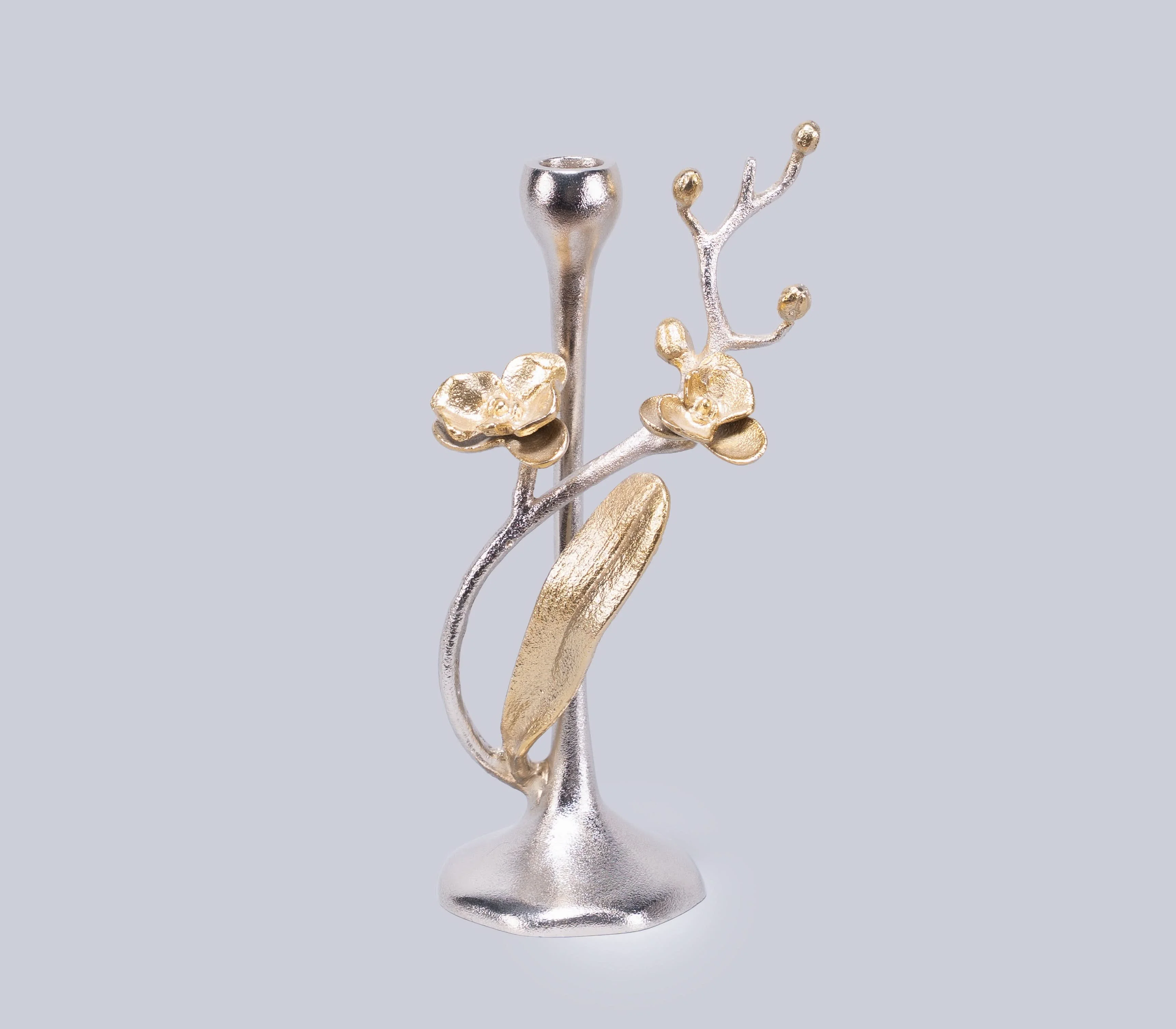 Elegant Christmas eco-friendly metal and glass candlesticks with vine designs for home decor