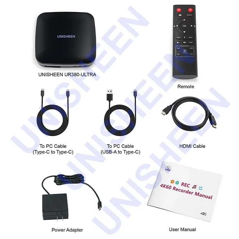 Unisheen UR380-Ultra 4k60 Streaming Support HDMI Smartphone DP USB Camera Recoding Video Recorder