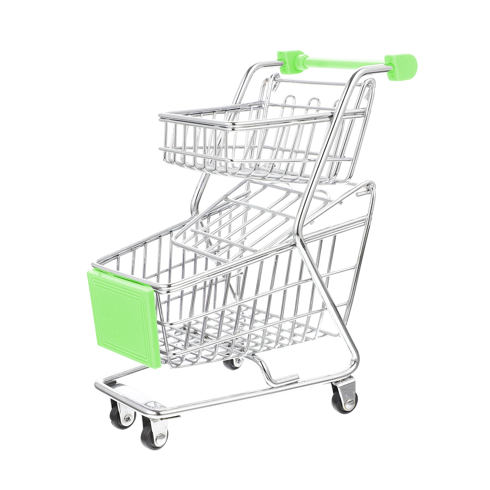 Speelgoed Mini Winkelwagen Trolley Minuture voor Huis Groen Abs met Mand Baby