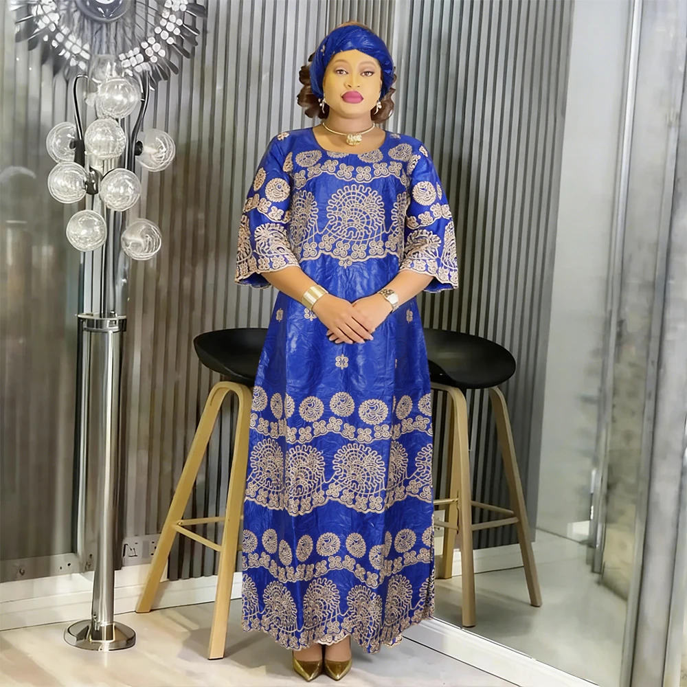 Robes africaines pour femme Robe traditionnelle Robe turque Abaya Robe brodée blanc Bazin Riche luxe élégant afrique vêtements