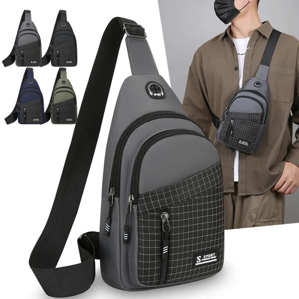 

Multifunctional Men's Chest Bag, Large Capacity Waterproof Messenger Crossbody Bag for Men