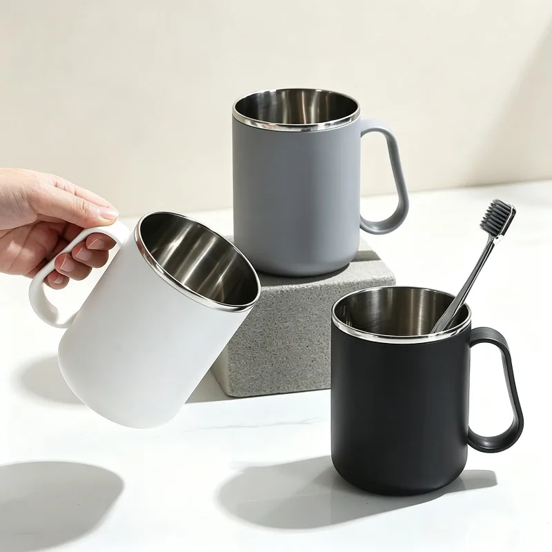 1PC Stainless Steel Tooth Mug Household Wash Cup Elegant Mouthwash Cup for Bathroom Suitable for Kids and Adults Cups
