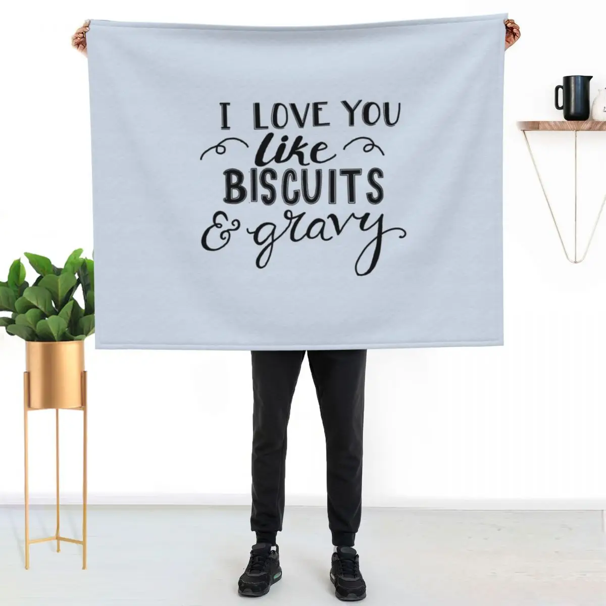 I love you like biscuits and gravy Throw Blanket funny gift Flannels Flannel Fabric Luxury Thicken Hair Warm Blankets