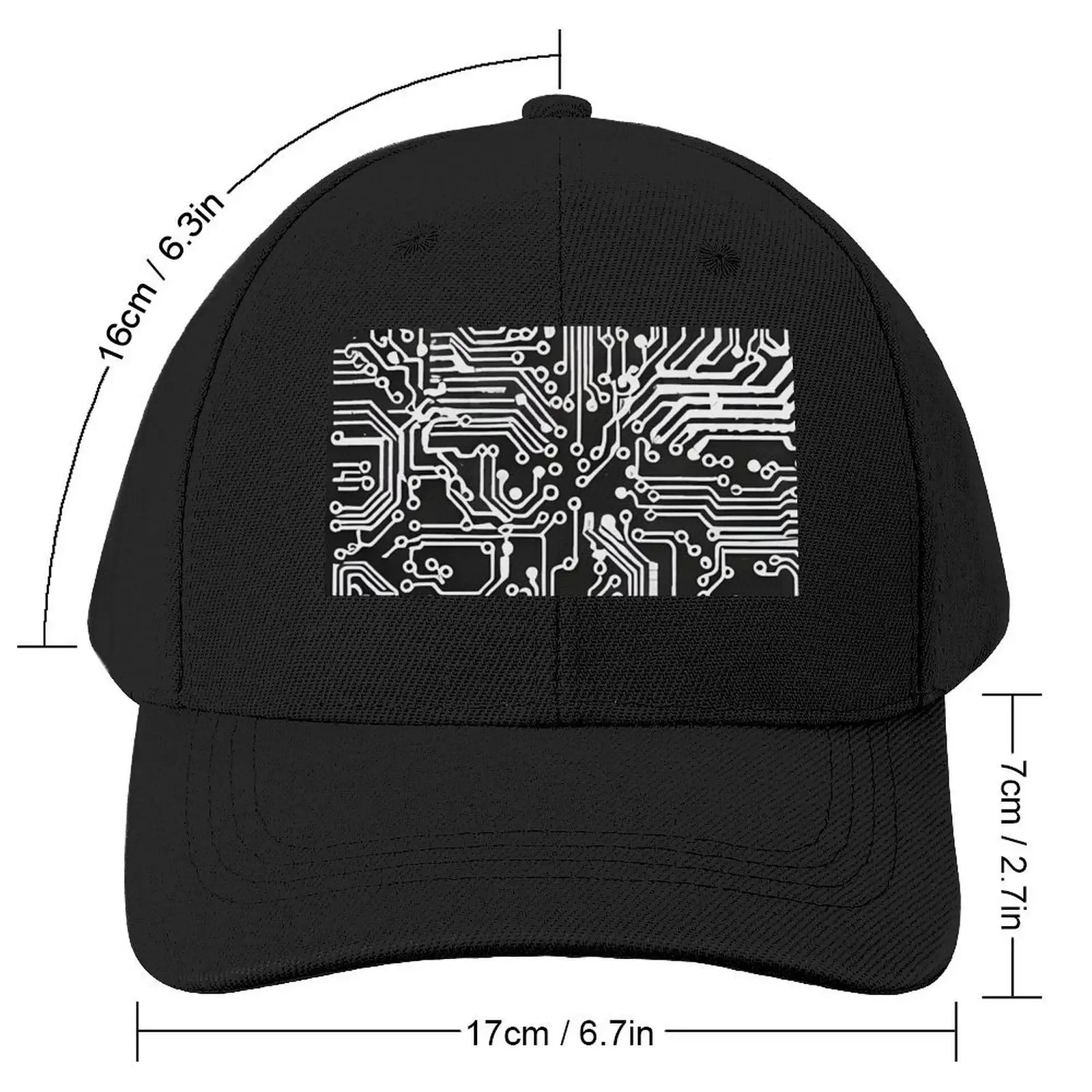 Black Circuit Board Baseball Cap Horse Hat Beach Outing Hood Women's Beach Men's