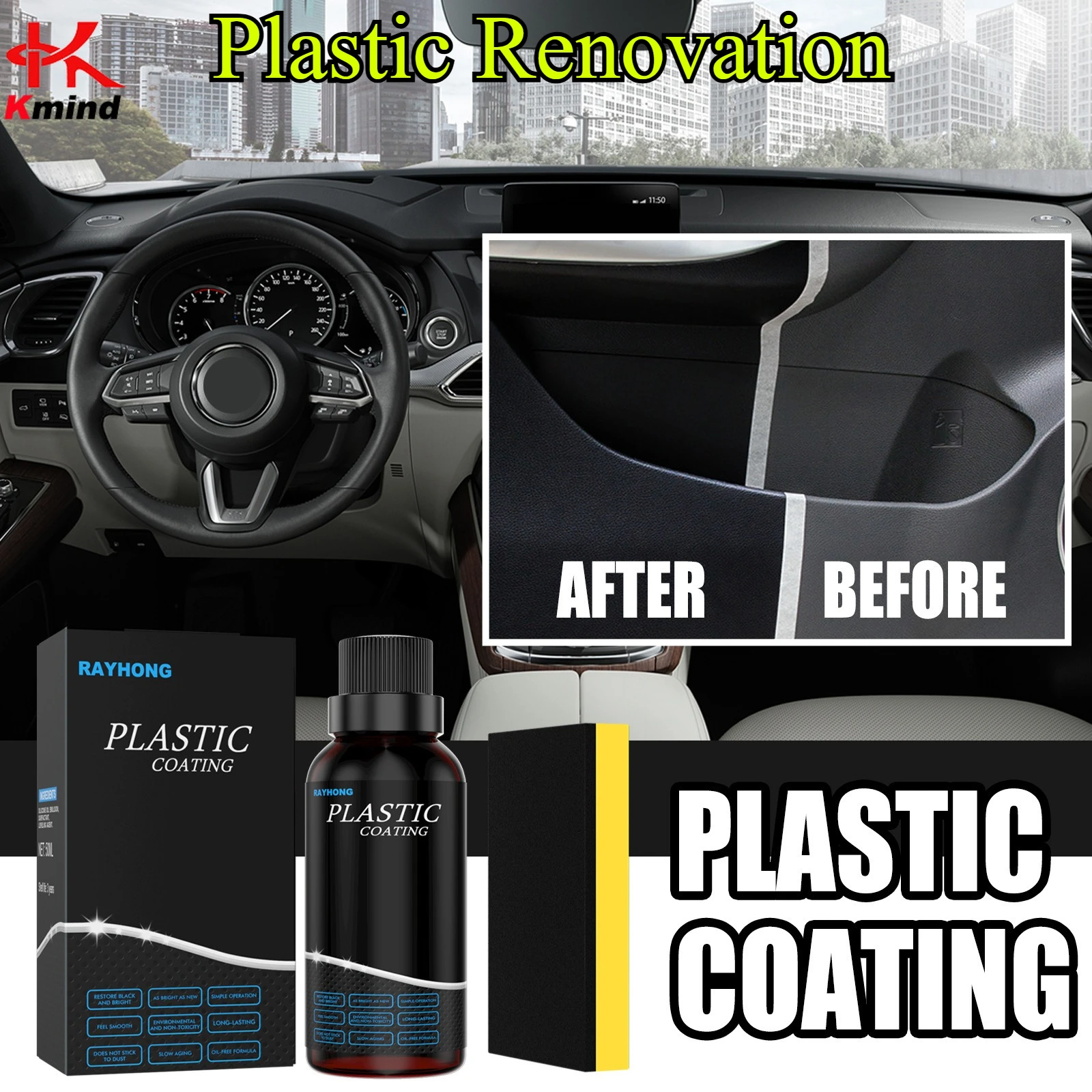 

50ml Car Plastic Restorer & Coating Agent – Exterior Trim Refurbishment, Cleaning & Protection for Faded Plastics