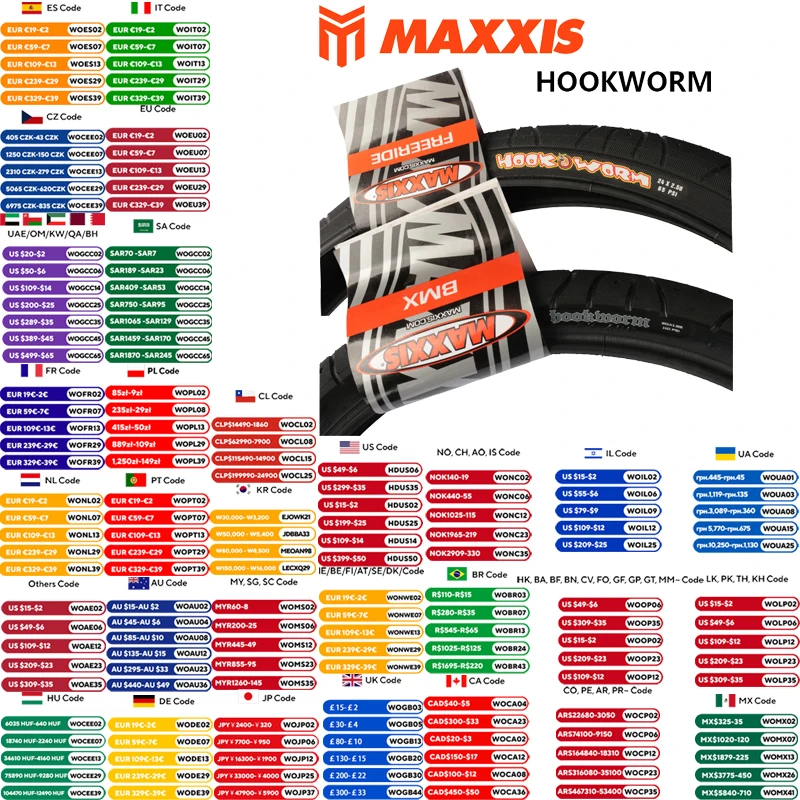 MAXXIS HOOKWORM Stahldrahtreifen 20 x 1,95 110 PSI 24 x 2,5/26 x 2,5/29 x 2,5/27,5 x 2,5 65 PSI URBAN FREERIDE Original MAXXIS Fahrradreifen