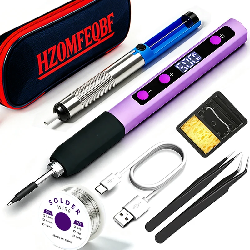 Multipurpose USB Soldering Iron, Portable Digital Soldering Pen, 200–500°C Temperature Control Range with °C/°F Switching