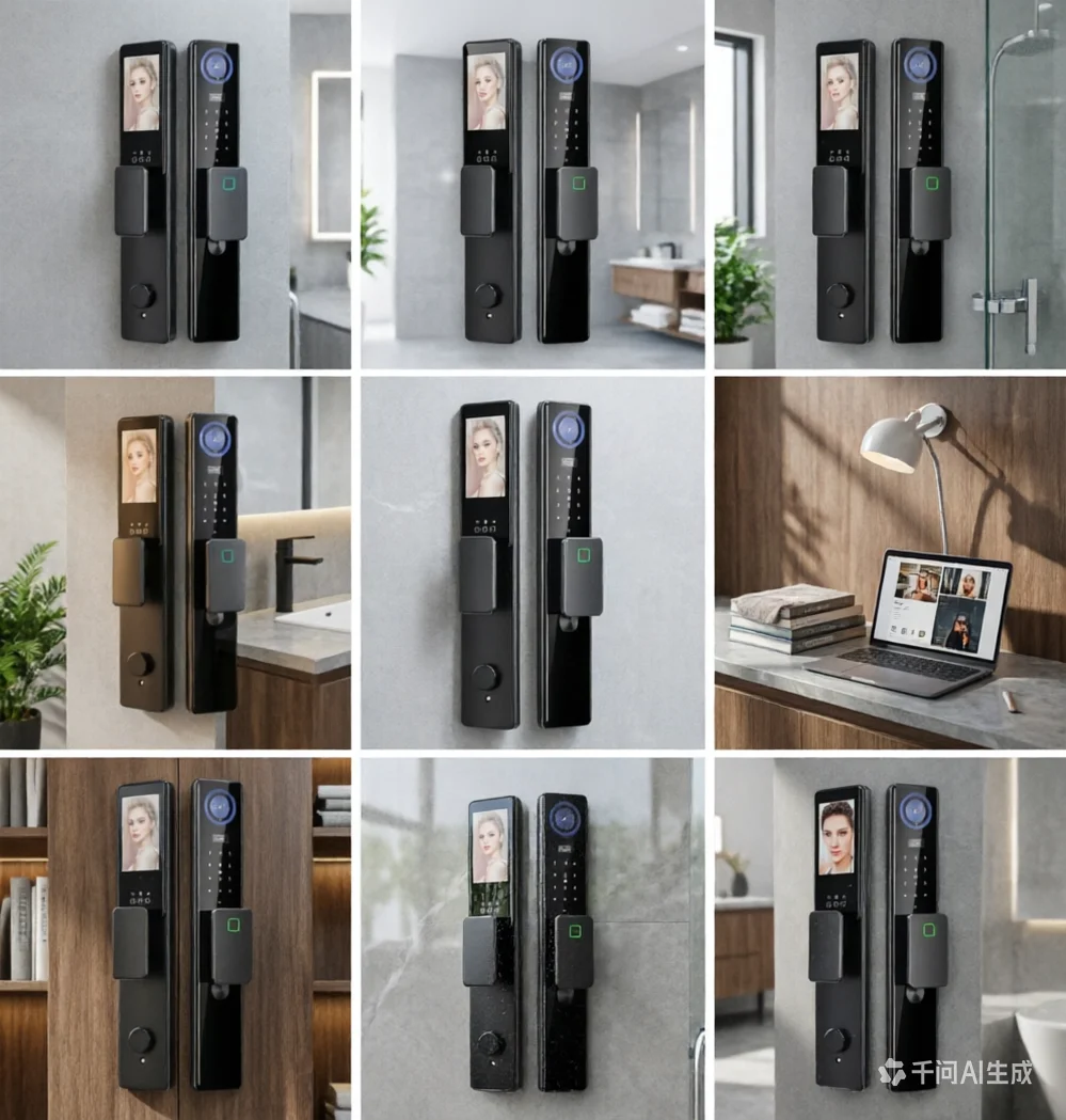 Smart Door Lock 3D Facial Recognition Fingerprint Password IC Card Key Access WiFi Remote Control HD Wide Angle Camera App