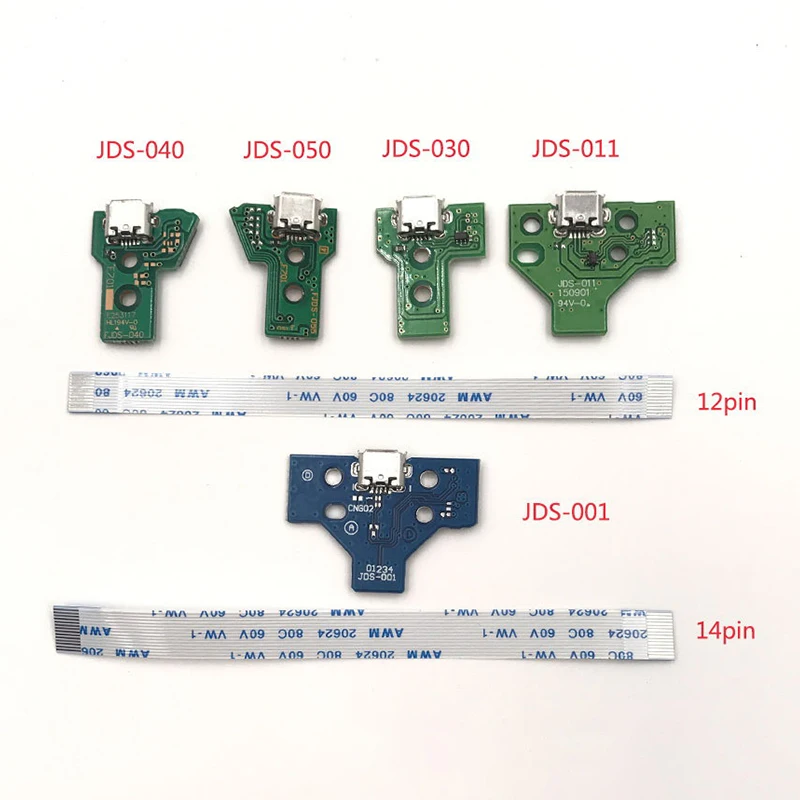 For 12Pin JDS 011 030 040 055 14Pin 001 Connector USB Charging Port Socket Circuit Board For PS4 Controller