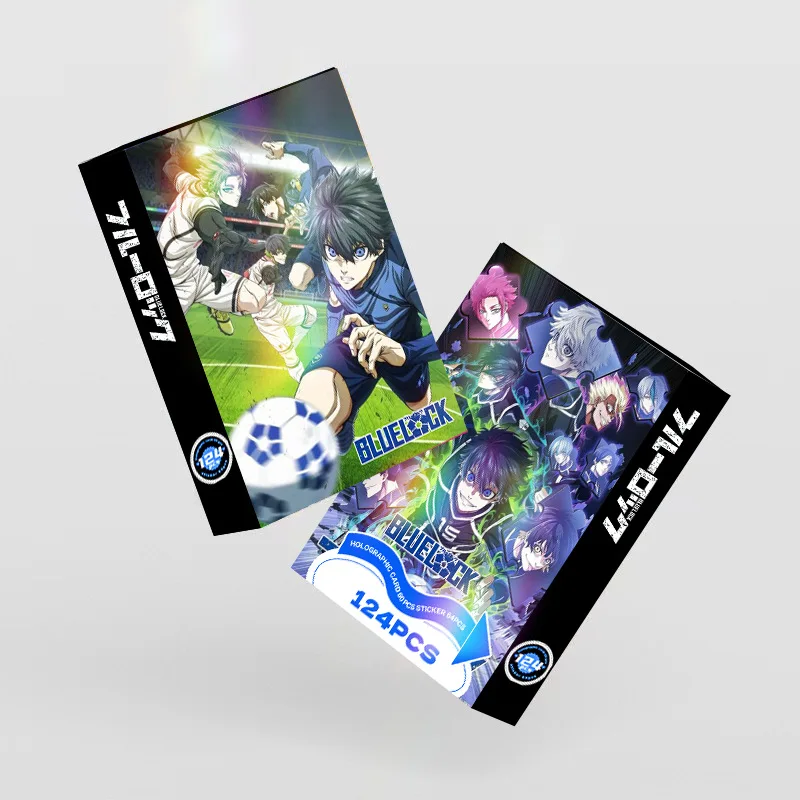 สติกเกอร์การ์ดโลโม่อนิเมะญี่ปุ่น BlueLock 124 ชิ้น พร้อมโปสการ์ด ข้อความ รูปภาพ ของขวัญสำหรับแฟนเกม ของสะสมการ์ด ของเล่น
