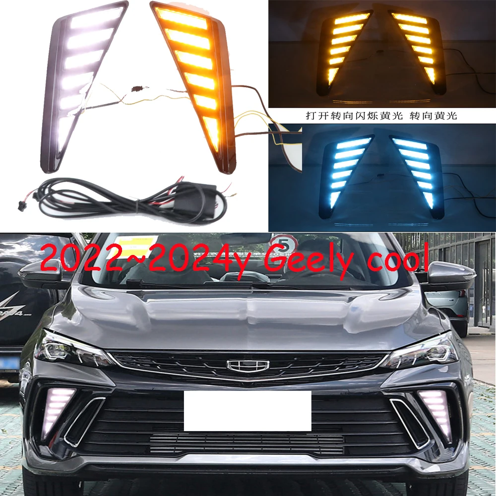 

Dynamic car accessories bupmer head light Geely Emgrand Binrui cool daytime light fog lamp 2022~2024 LED headlight headlamp