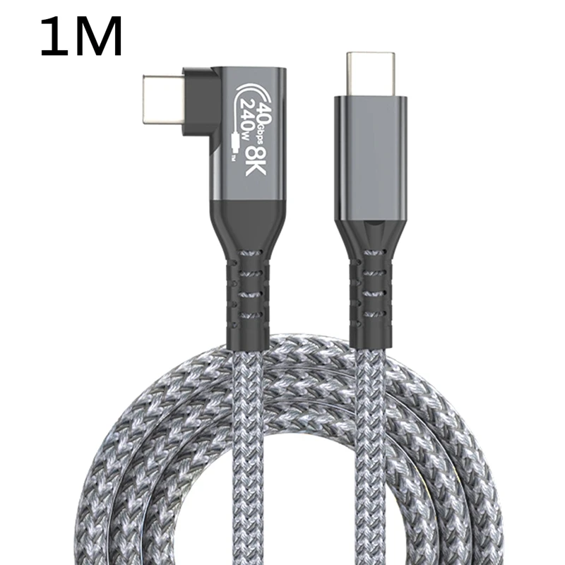 USB 4 Cable 90° 40Gbps USB4 Type C Data Cable Fast Charging PD 240W, 8K Video Transfer