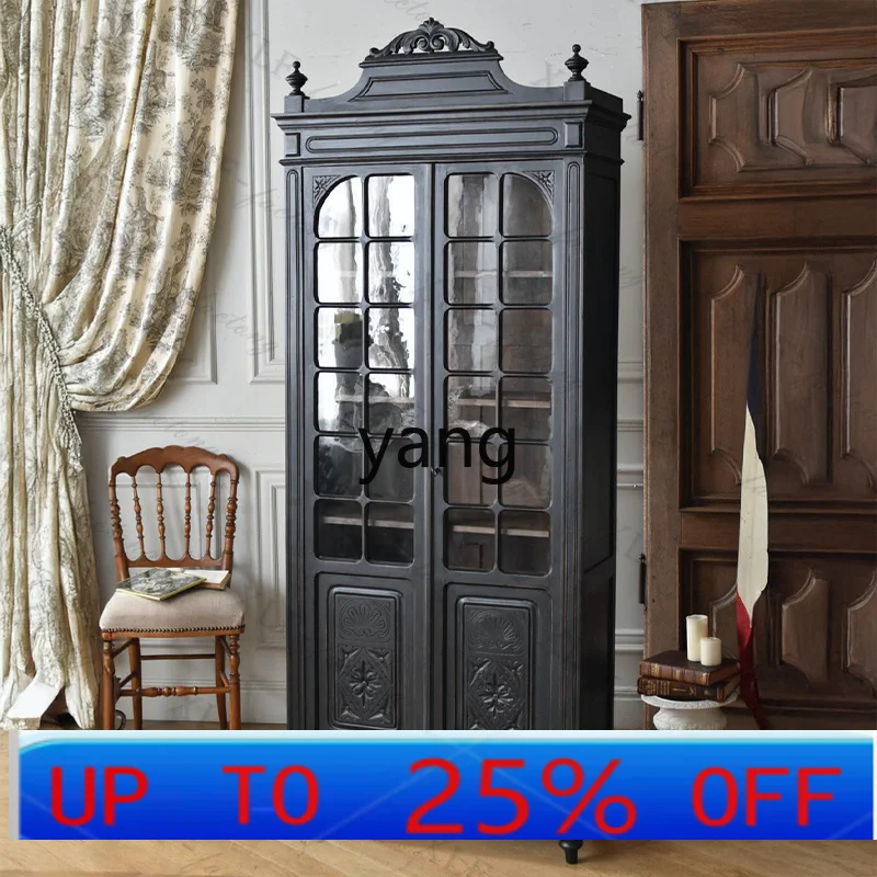 

LMM neoclassical bookcase carved large-capacity multi-functional storage cabinet