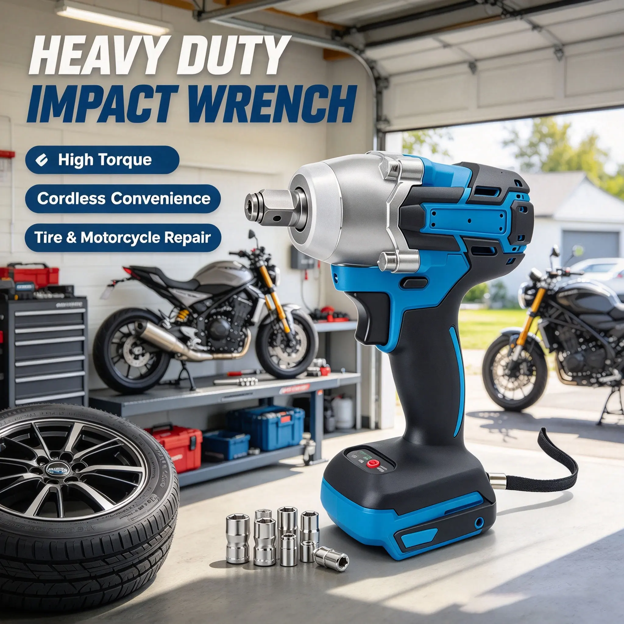 Cordless Electric Impact Wrench High Torque for Automotive Construction DIY Home Use Hand Tools No Battery Included Heavy Duty