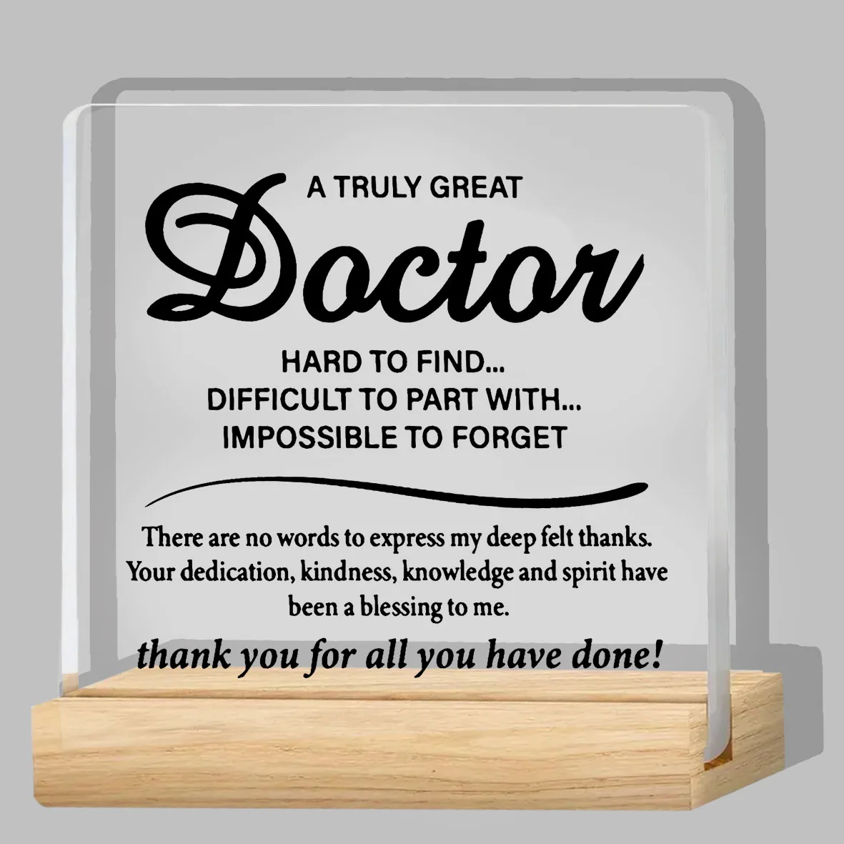 Unique Doctor Appreciation Gift Acrylic Desk Decor with Stand, Perfect Thank You or Thanksgiving Present for Men