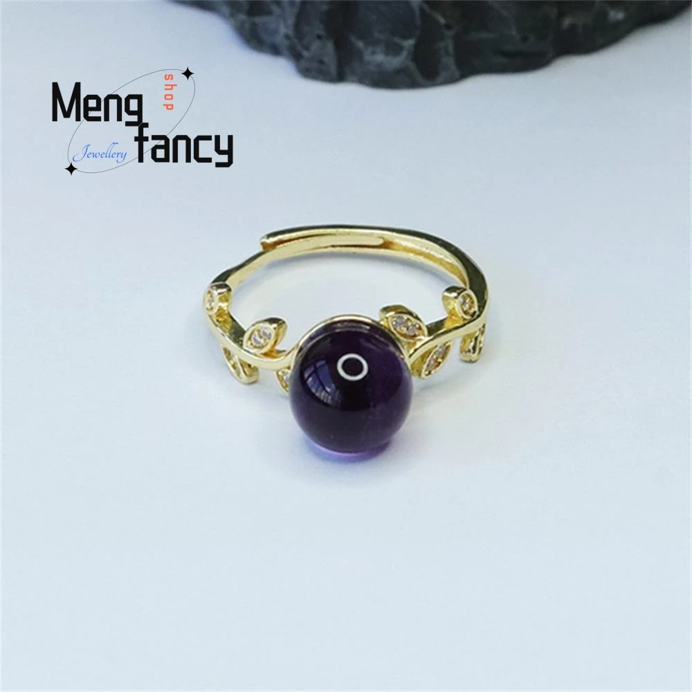 

Natural Amethyst Ring Colour Treasure Adjustable Exquisite Elegant Fashion Jewellery Wedding Souvenir Couple Luxury Holiday Gift