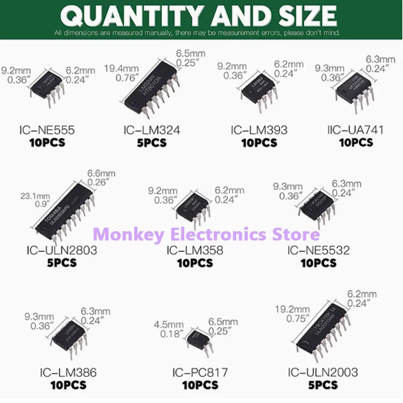 85PCS Integrated Circuit IC NE555 LM324 LM358 ULNN2803 IC chip kit DIP single precision timer 10 kinds diy kit electroni tentacl image 5