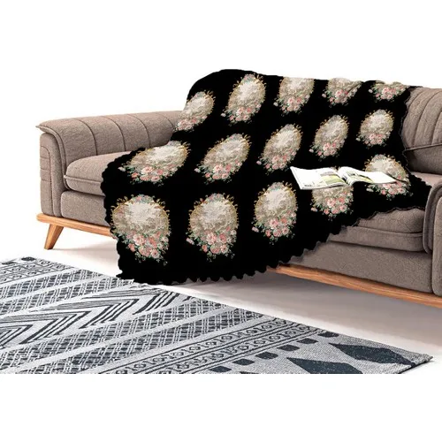 Realhomes Black Ground Flower Garden Exclusive Modern Designed Chenille Sofa Throw