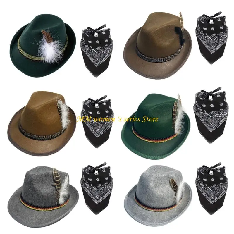 

Q39C Party Hat с шарф -сердечными бокалами с пернатой джазовой шляпой для мужчин