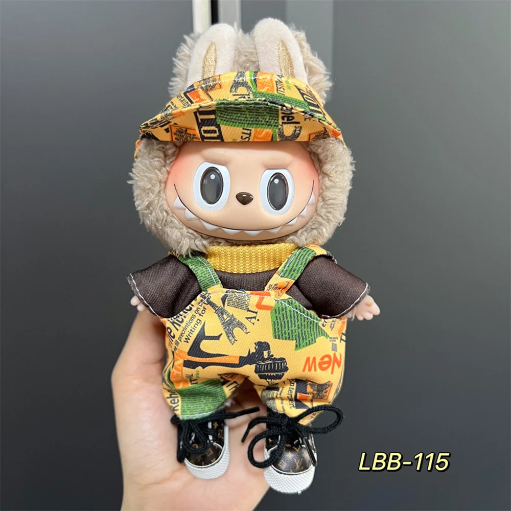17cm Plush Doll Labubu Clothing Set Accessories Plush Clothing Set Fashionable Overalls Clothing Set