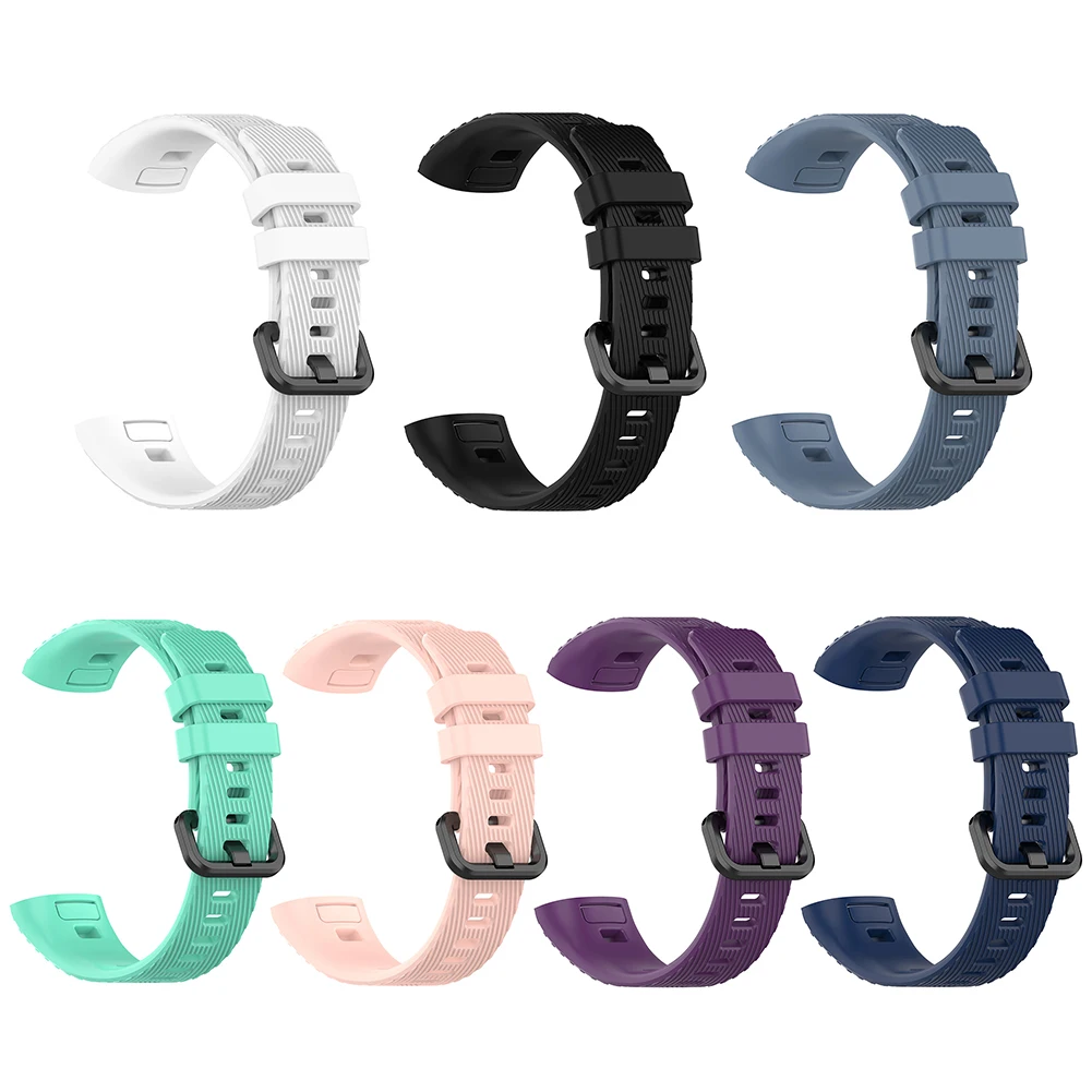 Silicone Watchband Wrist Strap Belt Replacememt Installa and Remove Convenient Simple for Huawei Band 4 Pro TER-B29S