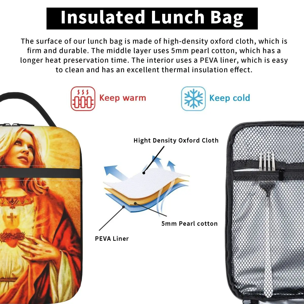 Kylie Minogue 아티스트 점심 가방 캐주얼 도시락 상자 학교 휴대용 지퍼 토트 식품 가방 어린이 옥스포드 인쇄 쿨러 가방