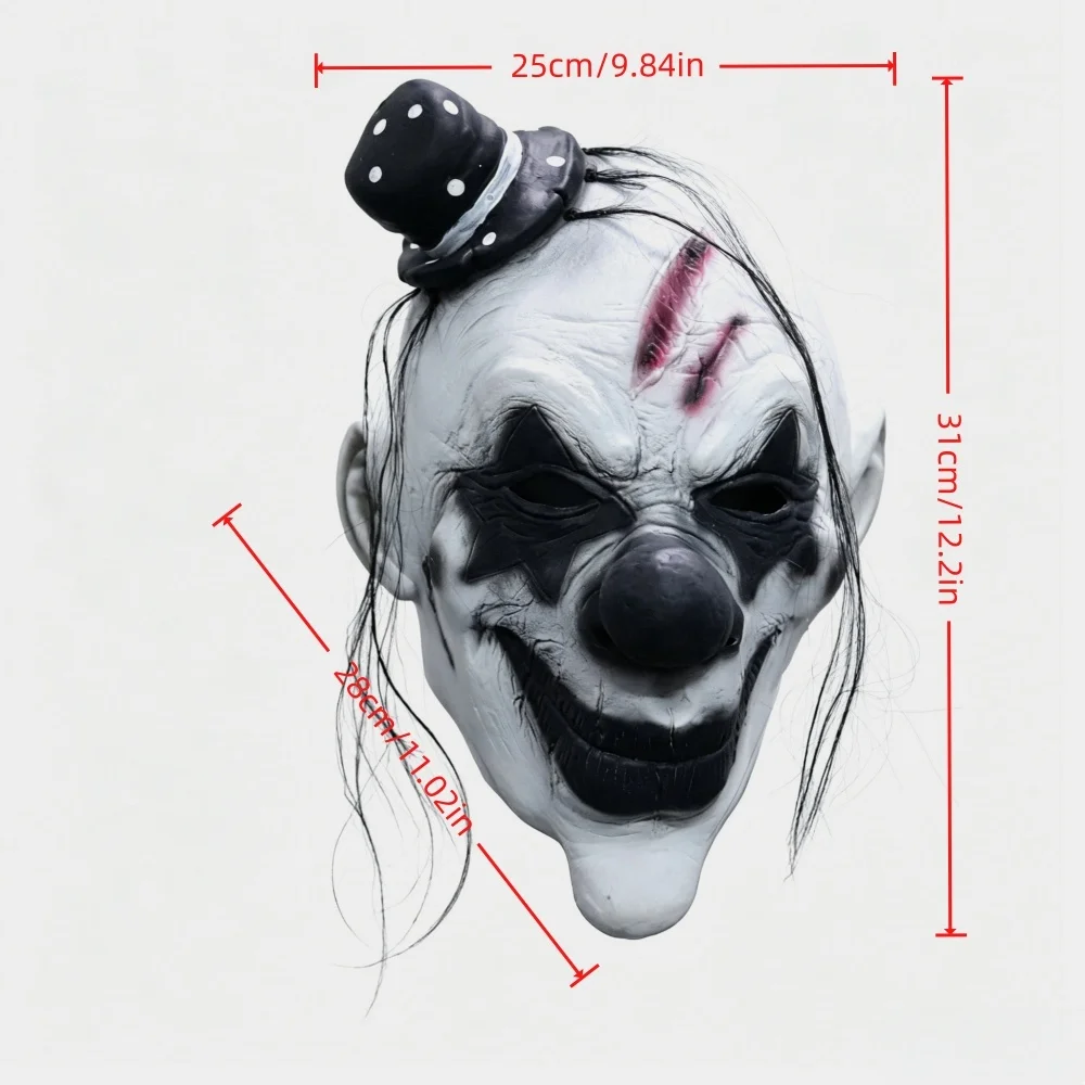 Scary Horror Clown Full Head Mask For Man Evil Clown Headgear for Halloween Haunted House Cosplay Costume Props