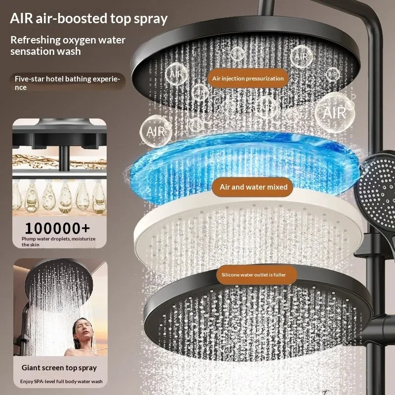 Smart Bathroom Shower System Set Piano High Pressure Shower Column Without Mixer Ado Thermostat Showerhead Interrenovation Tap