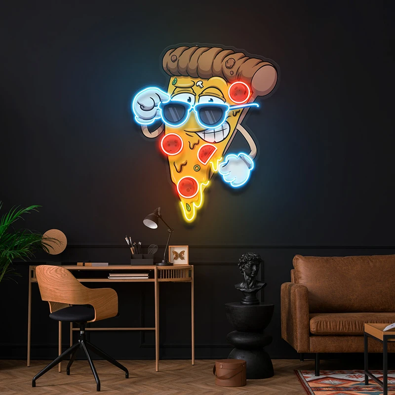 Pizza Neon Sign for Restaurant Pizza Store Open Wall Hanging Neon Decoration Lights Handmade Customized Led Light Signs Bar