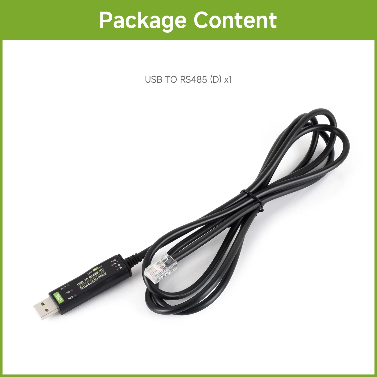 Waveshare USB to RS485 D Industrial Grade Isolated Bidirectional Converter, Adopts RJ45 Port With T568B Pinout