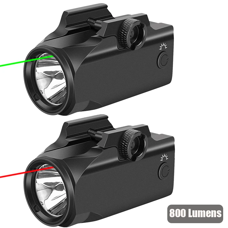 

Pistol Laser Light Combo 800 Lumens Weapon Gun Light Red Green Laser Sight Magnetic Charging Flashlight for Outdoor Hunting