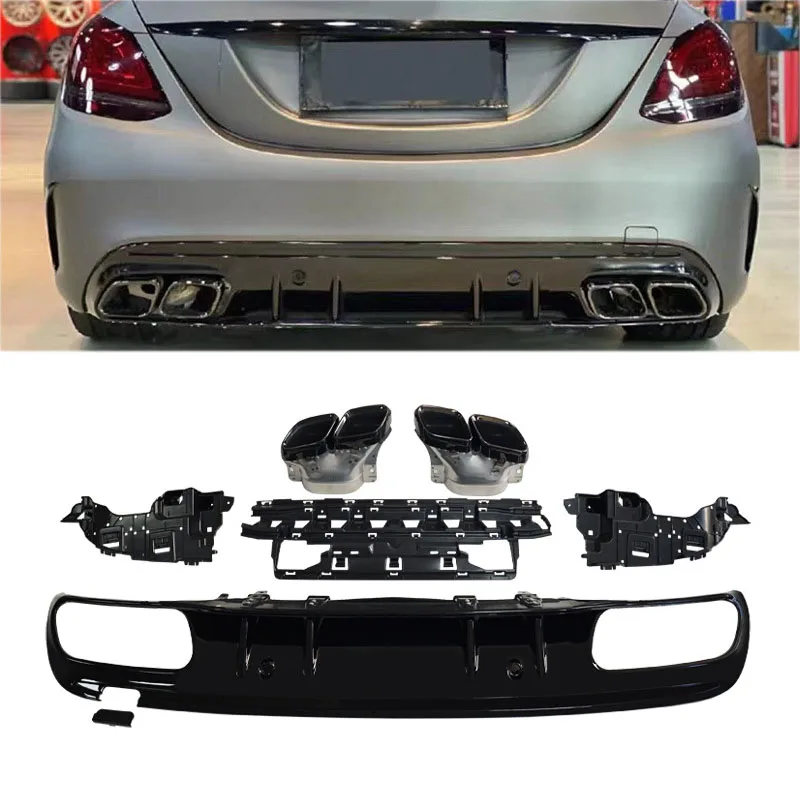Rear Diffuser For 2015-2021 Mercedes-benz C-class W205 Sport 4-door Version Modified With C63s Kit Rear Lip Spoiler Accessories