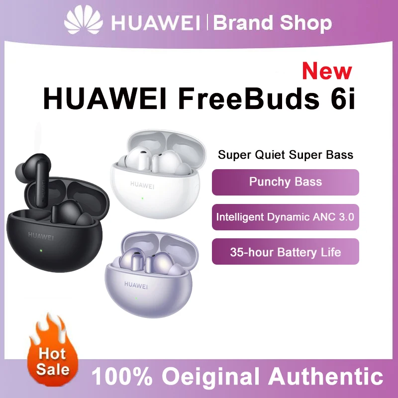 Huawei FreeBuds 6i Earphone Bluetooth 5.3 Punchy Bass Wireless Headphones Intelligent Dynamic ANC 3.0 Stereo Sport Headset