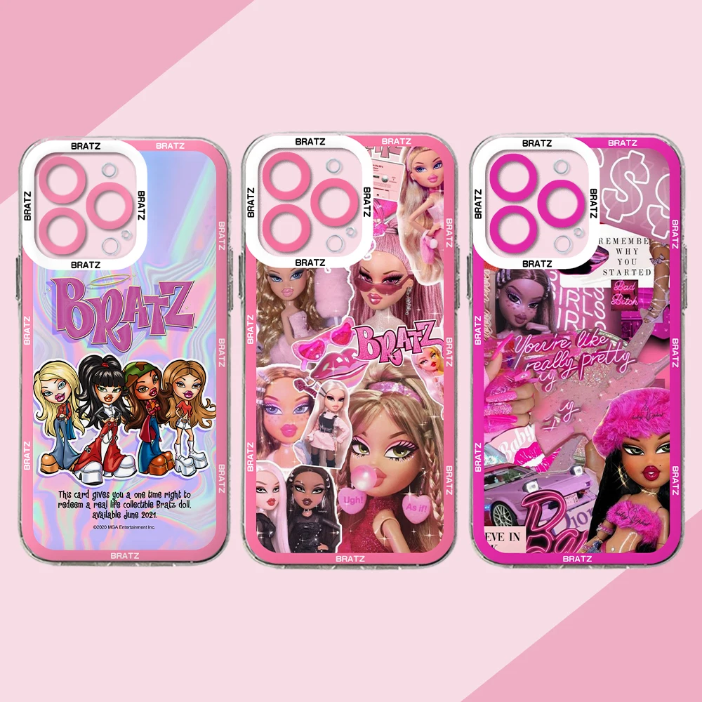 Fashion lovely Doll Bratz Phone Case For iPhone 15 14 13 12 11 Mini Pro Max X XR XSMax 6S 6 7 8 Plus SE20 Clear Cover girls gift