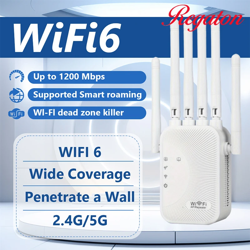Dual Band 2.4GHz 5G WiFi Signal Booster 1200M Repeater High Performance Network Amplifier Easy Setting Range Extender For Indoor