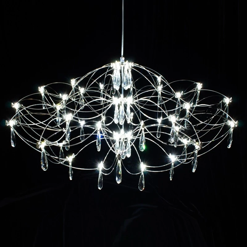 

Designer's New Living Room Dining Room Firefly Chandelier Villa Apartment Bedroom Light Cube Starry Sky Crystal Chandelier