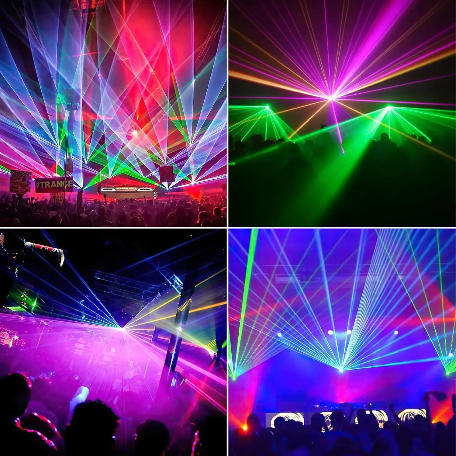 Stage Laser Light, 5 Beam Sound Activated DJ Party Lights RGBYC LED Music Projector with Remote Control DMX for Dancing