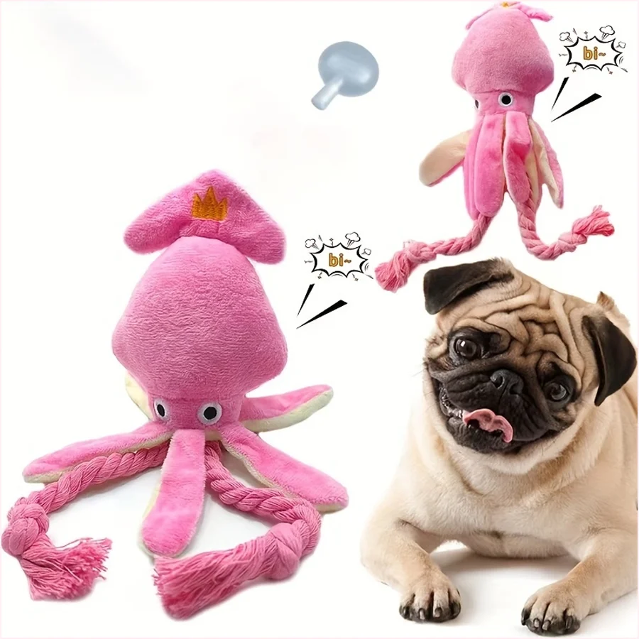 Juguete de peluche de pulpo chirriante para perro, juguete duradero para masticar y Salud Dental Para razas pequeñas
