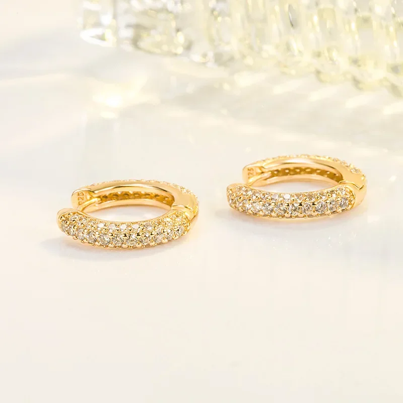 Real 18 Yellow Gold 1 Carats Diamond Earring Females Fine Aros Mujer Oreja 18K Gold Orecchini Gemstone Stud Earrings for Women