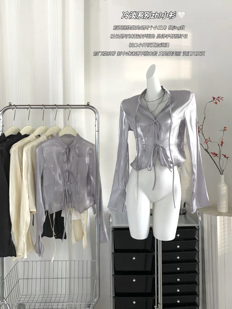 

Высококачественные стильные атласные топы, корейская модная женская блузка, уютные женские элегантные рубашки, блузки