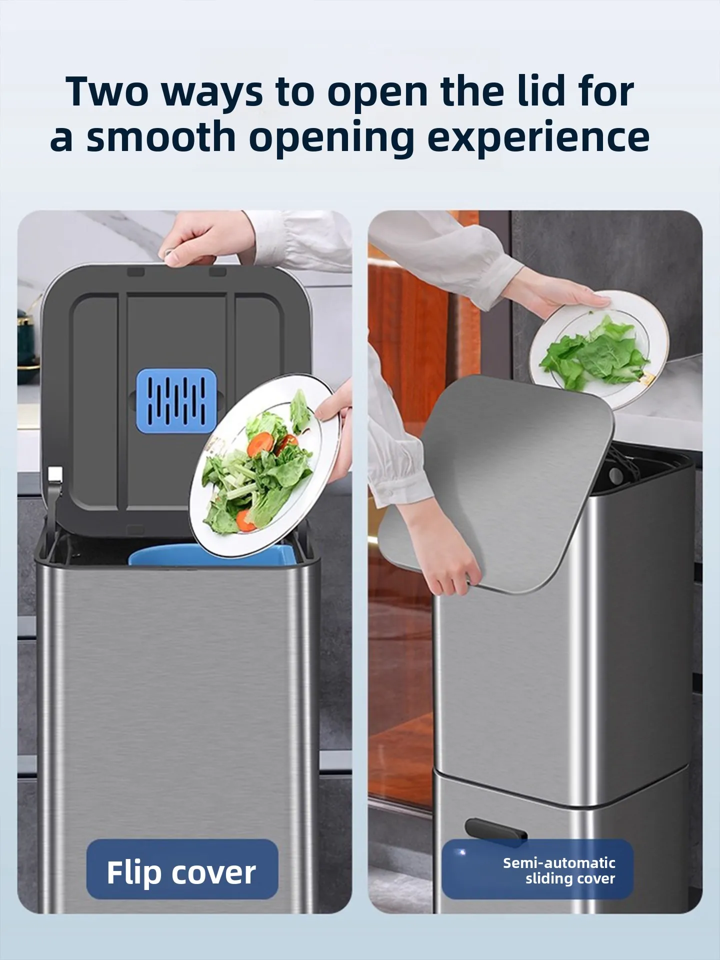 Stainless Steel Double Layer Sorting Trash Can Large Capacity With Lid