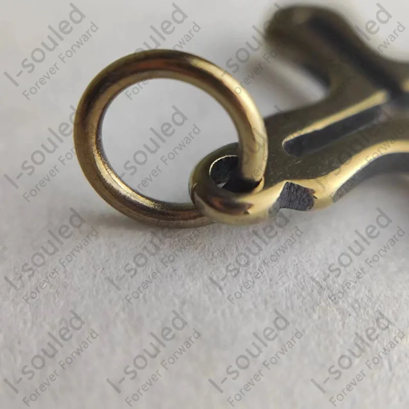 Small Hollow Out Burning Solid Titanium Cross Pendant 3 X 2 Cm With A Split Ring