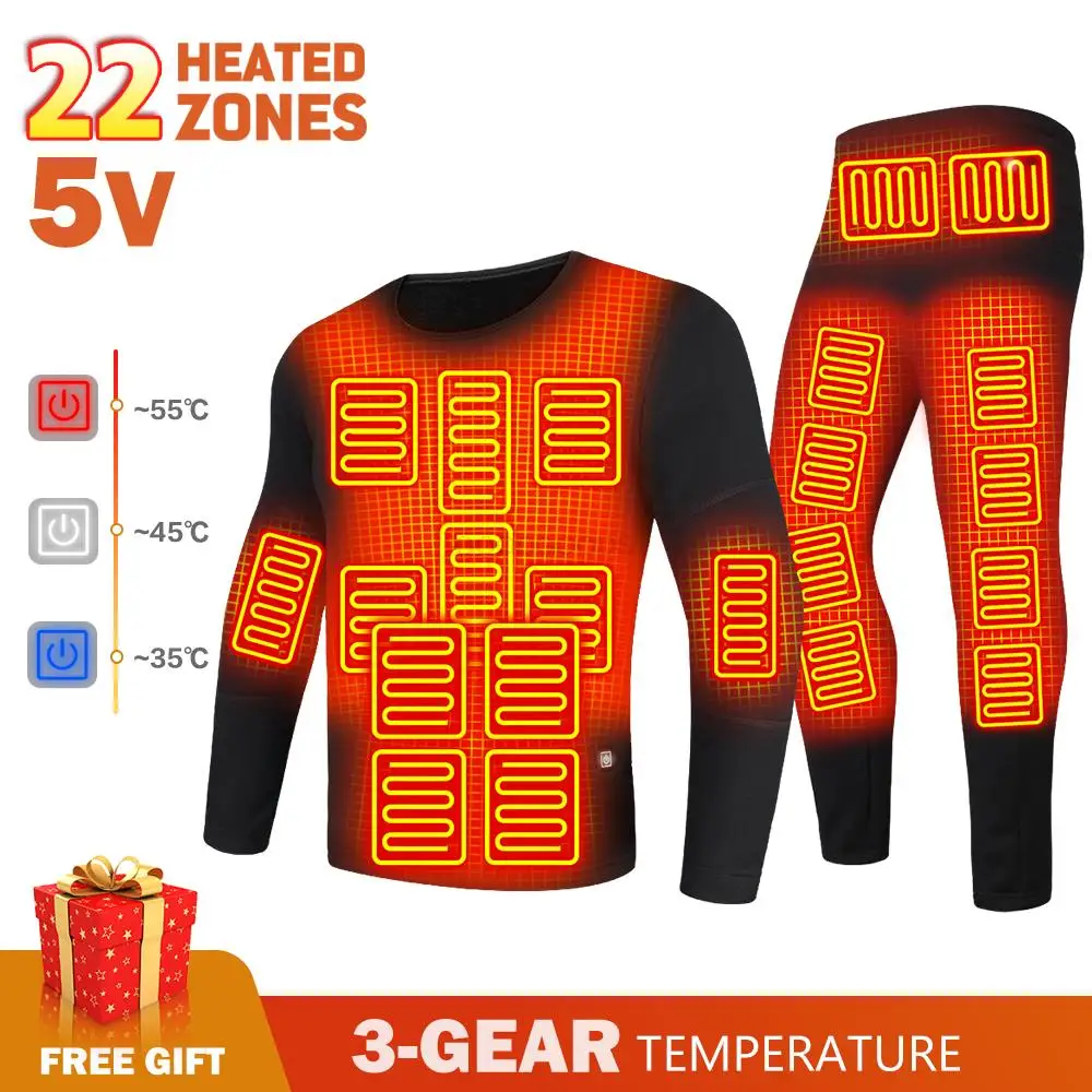 Warm Heated Underwear Winter Warm Men Heated Jacket Thermal Underwear Cotton Jacket Cotton Pants Ski Jacket Autumn Pants Set