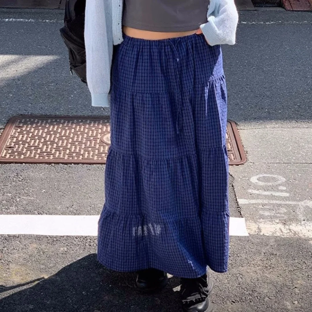 

Sweet Cheered Cake Layered Skirt High Waist Design Knot Casual Baking Sle f-length Skirts for Women