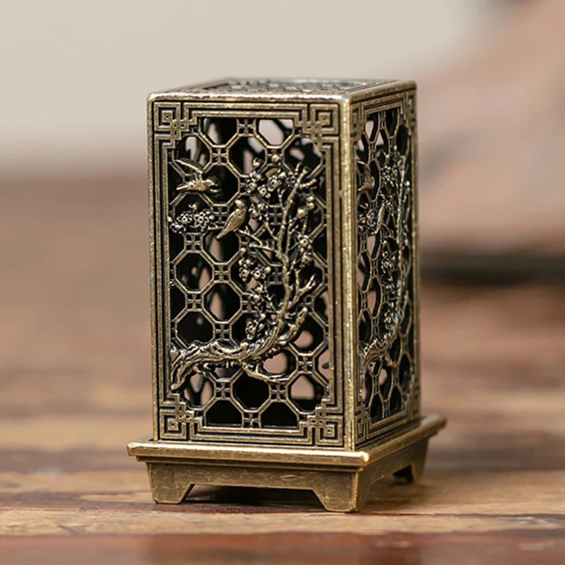 Square Vertical Incense Burner, Small Xiangyun Alloy Incense Holder, Indoor Aromatherapy, Home Ornament, Chinese Plum Burners
