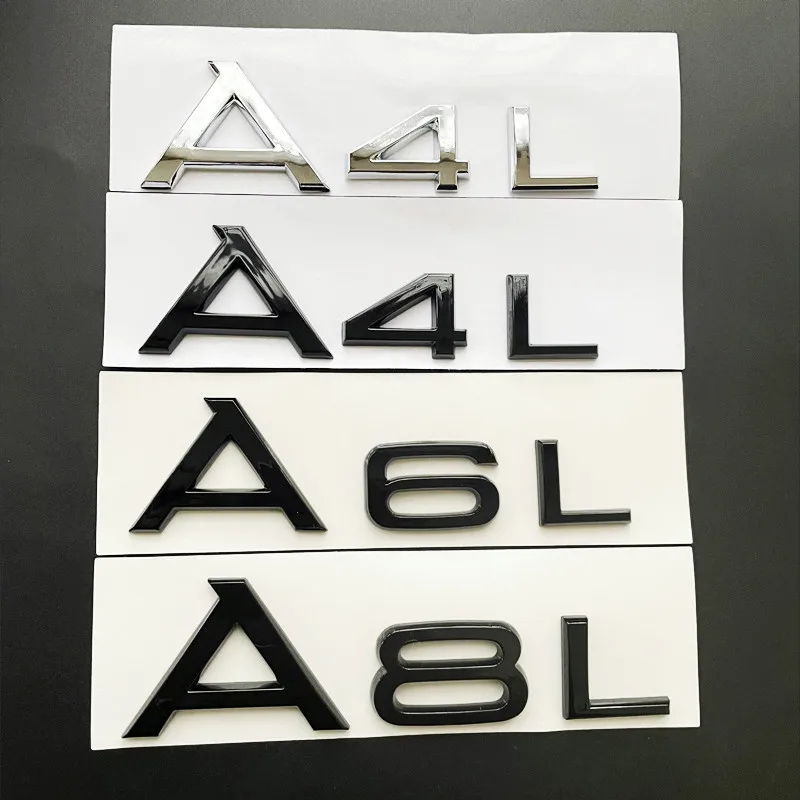 3D ABS A4L A6L A8L Letters Rear Trunk Car Emblem Badge Sticker Decal For Audi A4 A6 A8 Auto Styling Accessories