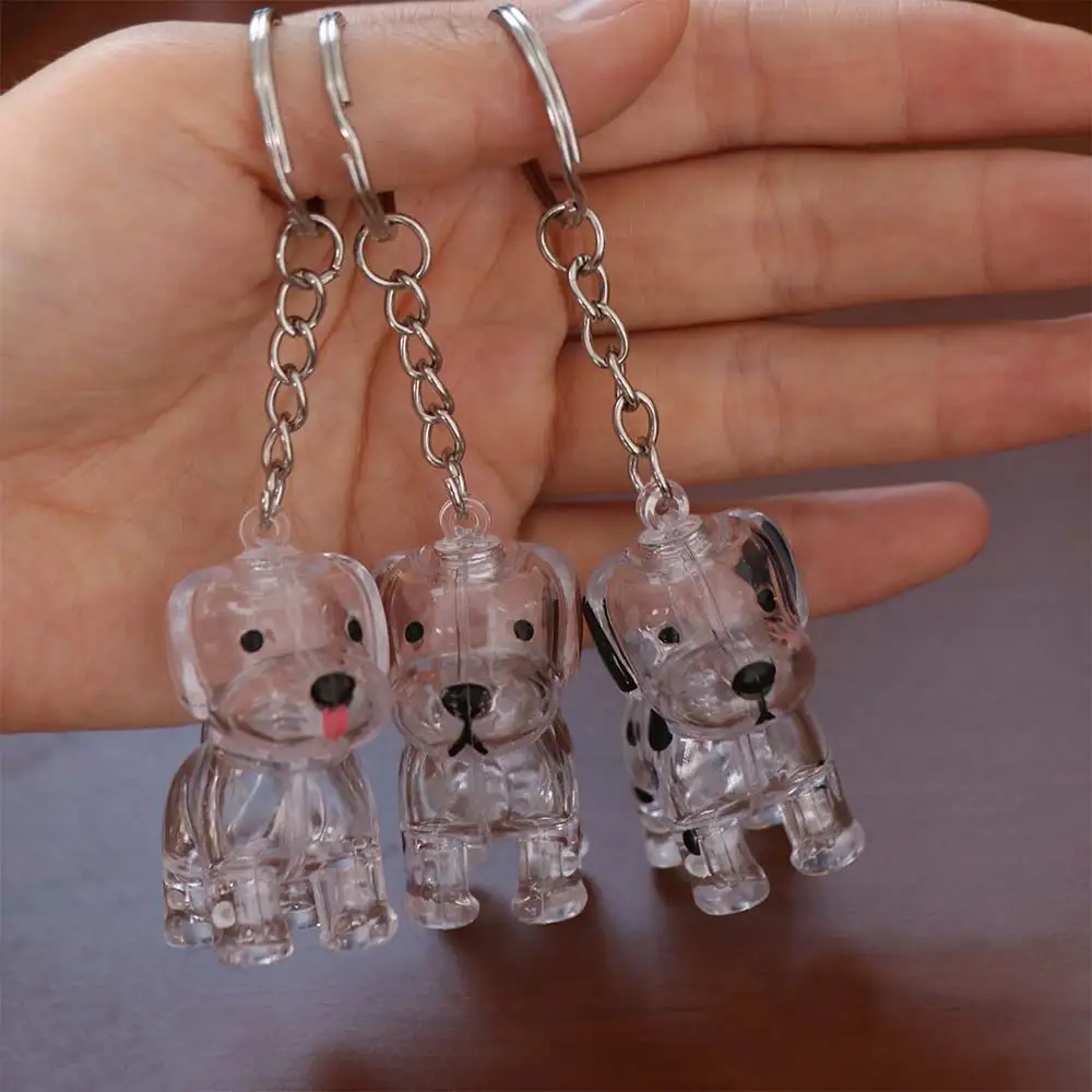 

Cartoon Dog Shape Dog Hair Storage Box Transparent DIY Handmade Pet Hair Keychain Keyring Hair Grooming Puppy Pendants Backpack