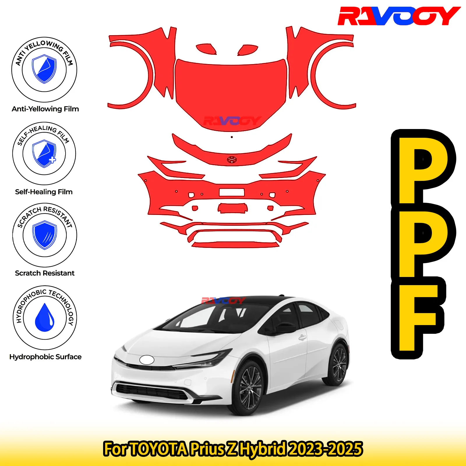 

Для TOYOTA Prius Z Hybrid 2023-2025 глянцевая матовая черная предварительно вырезанная передняя PPF комплект защитная пленка для краски